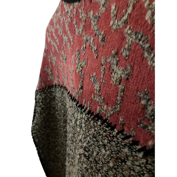 Laura Ashley Cardigan M Patchwork Exposed Stitch Marled Fleece VTG 90s Y2K EUC - Picture 9 of 9